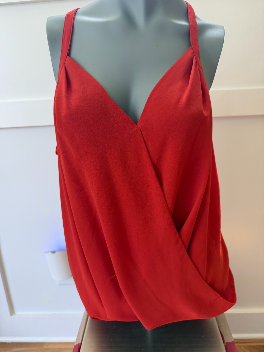 Naked Zebra Red Draped Surplice Camisole